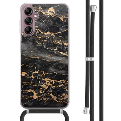 Samsung Galaxy A14 hoesje met koord - Marmer grijs brons Samsung Galaxy A14 hoesje met koord - Marmer grijs brons