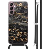 Samsung Galaxy A14 hoesje met koord - Marmer grijs brons - thumbnail