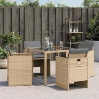 Tuinstoelen 4 st met kussens poly rattan gemengd beige - thumbnail