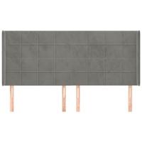 Hoofdbord met randen 203x16x118/128 cm fluweel lichtgrijs - thumbnail