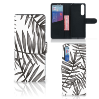 Sony Xperia 1 II Hoesje Leaves Grey - thumbnail