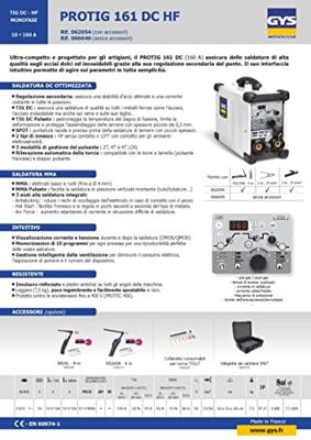 GYS PROTIG 161 DC (inkl. TIG17DB-4m + E-Hand-Set) WIG-lasapparaat 10 - 160 A