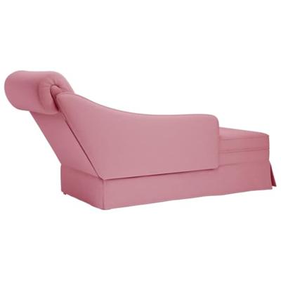 Chaise longue met bolster en rechterarmleuning fluweel roze