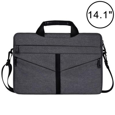 14 1 inch ademend slijtvaste Fashion Business schouder Handheld rits laptoptas met schouderband (donkergrijs)