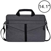 14 1 inch ademend slijtvaste Fashion Business schouder Handheld rits laptoptas met schouderband (donkergrijs) - thumbnail