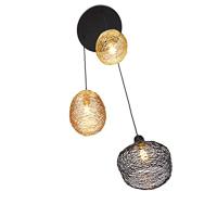 QAZQA Hanglamp zwart goud en koper rond 3-lichts - Sarella - thumbnail