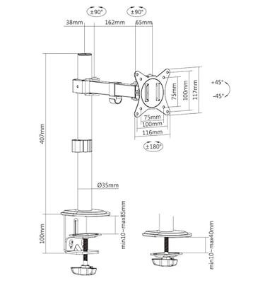 Equip 17“-32” Full Motion Monitorarm zwart Equip 17“-32” Full Motion Monitorarm zwart
