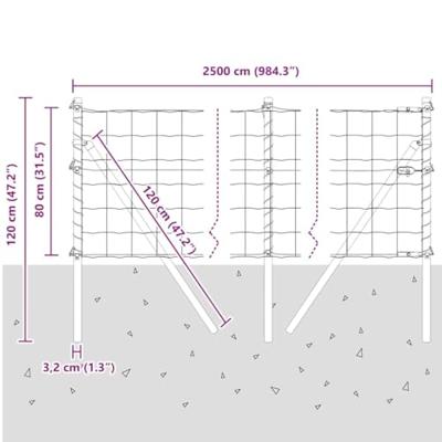 VidaXL Hek met paal grijs 0,8 x 25 m staal