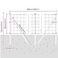 VidaXL Hek met paal grijs 0,8 x 25 m staal - thumbnail