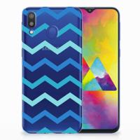 Samsung Galaxy M20 (Power) TPU bumper Zigzag Blauw - thumbnail