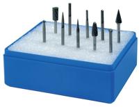 Promat/Tecwerk Set kleine stiftfrezen | schacht-d. 3 mm 10-delig | hardmetaal | vertanding kruis kunststof cassette - 4000868789 - thumbnail