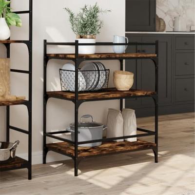 Keukentrolley 65x40x86,5 cm bewerkt hout gerookt eikenkleurig Keukentrolley 65x40x86,5 cm bewerkt hout gerookt eikenkleurig