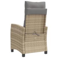 Tuinstoelen 2 st verstelbaar kussens poly rattan gemengd beige - thumbnail