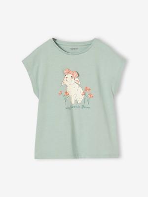 Meisjesshirt met dierenmotief grijsblauw