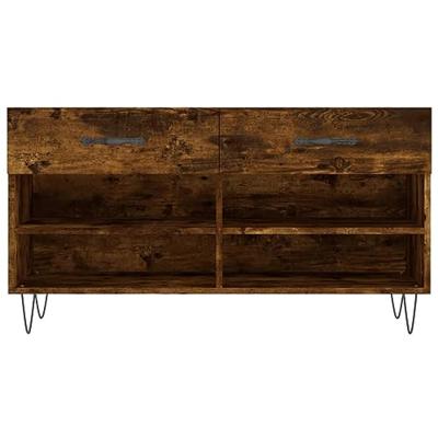 VidaXL Schoenenbank 102x35x55 cm bewerkt hout gerookt eikenkleurig VidaXL Schoenenbank 102x35x55 cm bewerkt hout gerookt eikenkleurig