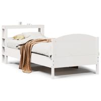 Bedframe zonder matras massief grenenhout wit 90x200 cm - thumbnail