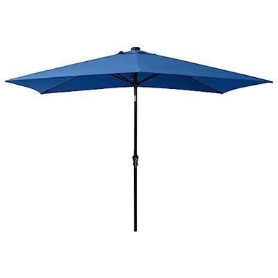 VidaXL Parasol met led&apos;s en stalen paal 2x3 m azuurblauw