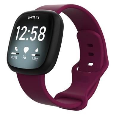Fitbit Versa 3 & 4 / Sense 1 & 2 Sportbandje - Wijnrood - Maat: M/L
