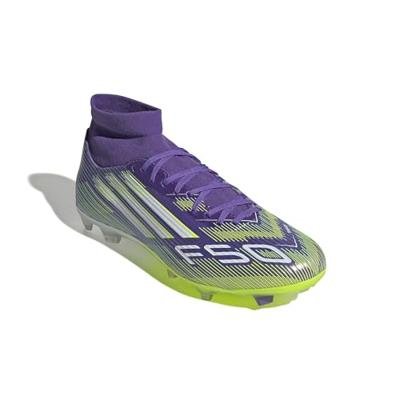 adidas F50 League Mid Gras / Kunstgras Voetbalschoenen (MG) Paars Wit Neongeel