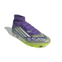 adidas F50 League Mid Gras / Kunstgras Voetbalschoenen (MG) Paars Wit Neongeel - thumbnail