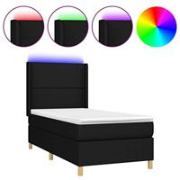 Boxspring met matras en LED stof zwart 90x190 cm - thumbnail
