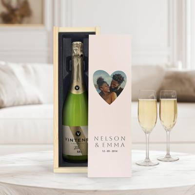 Wijn in bedrukte kist - Vintense Blanc alcoholvrij