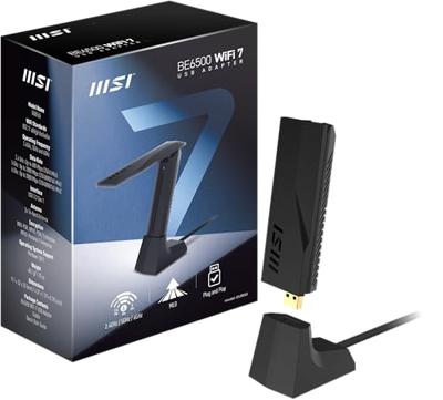MSI BE6500 WiFi7 USB Stick - Dongle interfacekaart/-adapter USB 3.2 Gen 1 (3.1 Gen 1) MSI BE6500 WiFi7 USB Stick - Dongle interfacekaart/-adapter USB 3.2 Gen 1 (3.1 Gen 1)