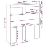 Hoofdbordkast met LED 100x17x102 cm artisan eikenkleurig - thumbnail