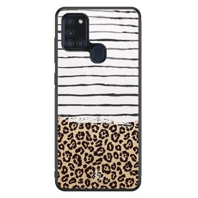 Samsung Galaxy A21s glazen hardcase - Leopard lines Samsung Galaxy A21s glazen hardcase - Leopard lines