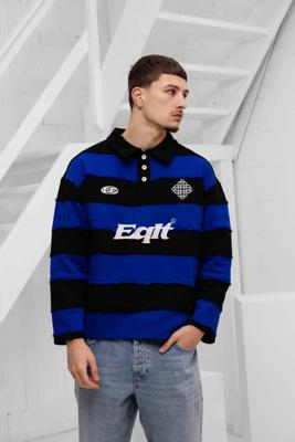 Equalité Stripe Jersey Polo Heren Zwart/Blauw - Maat S - Kleur: ZwartBlauw | Soccerfanshop
