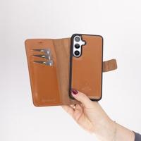 NorthLife Samsung Galaxy S25 Plus - Leren Afneembare 2-in-1 bookcase telefoonhoes - Cognac - thumbnail