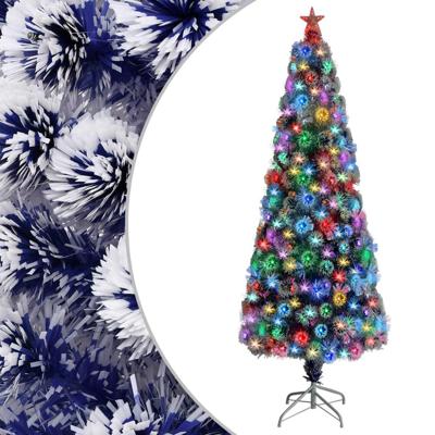 Kunstkerstboom met verlichting 210 cm glasvezel wit en blauw Kunstkerstboom met verlichting 210 cm glasvezel wit en blauw