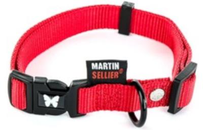 MARTIN SELLIER HALSBAND NYLON ROOD VERSTELBAAR 20 MMX40-55 CM MARTIN SELLIER HALSBAND NYLON ROOD VERSTELBAAR 20 MMX40-55 CM