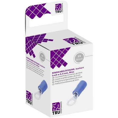TRU COMPONENTS T1904C062 Ringkabelschoen Dwarsdoorsnede (max.): 2.50 mm² Schachtdiameter: 5.30 mm Deels geïsoleerd Blauw 25 stuk(s)