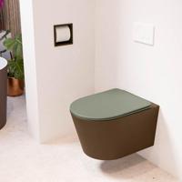 MONDIAZ LAVIE hangend toilet single fire rimless diepspoel Rust, Toiletzitting met quick-release & softclose Army - thumbnail