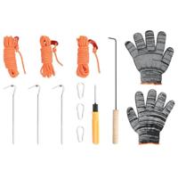 Houtkachel tent met schoorsteen en inklapbare poten staal zwart - thumbnail