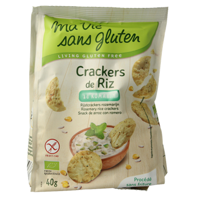 Rijstcrackers rozemarijn glutenvrij bio 40 Gram Rijstcrackers rozemarijn glutenvrij bio 40 Gram