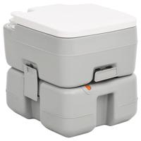 VidaXL Campingtoilet draagbaar 15+10 l hdpe grijs en wit - thumbnail