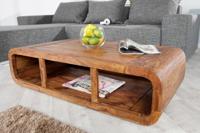 Massieve salontafel GEBOGEN 100cm Sheeshamhout TV-lowboard met steenafwerking - 37204 - thumbnail