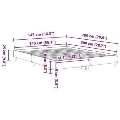 Bedframe zonder matras 140x200 cm spaanplaat betongrijs - thumbnail