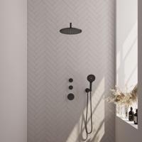 Brauer Black Edition Thermostatische Regendoucheset Inbouw - Hoofddouche 30 cm - Gebogen Wandarm - Handdouche 3 Standen - Doucheslang - Wandaansluitbocht - Mat Zwart - thumbnail
