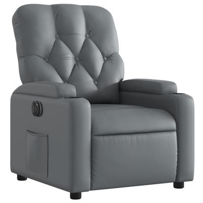 Fauteuil verstelbaar elektrisch kunstleer grijs