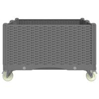 Plantenbak met wielen 100x80x54 cm polypropeen lichtgrijs - thumbnail