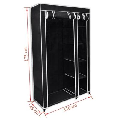 VidaXL Kledingkast opvouwbaar 110x45x175 cm zwart VidaXL Kledingkast opvouwbaar 110x45x175 cm zwart