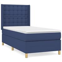 Boxspring met matras stof blauw 100x200 cm - thumbnail