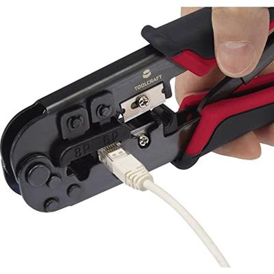 TOOLCRAFT TO-6850977 Krimp- en striptang Modulaire stekkers (western) Incl. stripgereedschap RJ11, RJ12, RJ45