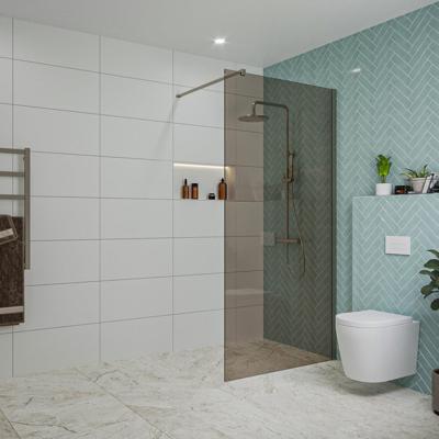 Fortifura Galeria inloopdouche - 100x200cm - rookglas - wandarm - Geborsteld Gunmetal PVD SW797940/SW797907 Fortifura Galeria inloopdouche - 100x200cm - rookglas - wandarm - Geborsteld Gunmetal PVD SW797940/SW797907