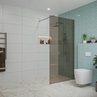 Fortifura Galeria inloopdouche - 100x200cm - rookglas - wandarm - Geborsteld Gunmetal PVD SW797940/SW797907 - thumbnail