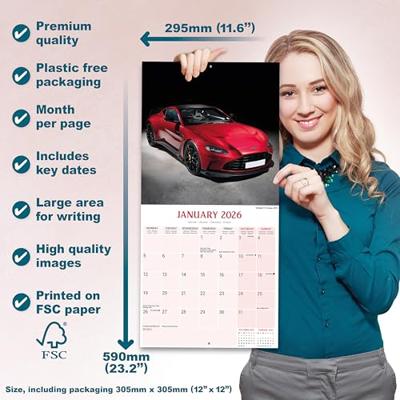 Aston Martin Calendar 2026 Square Car Wall Calendar - 16 Month