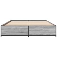 Bedframe bewerkt hout metaal grijs sonoma eiken 135x190 cm - thumbnail